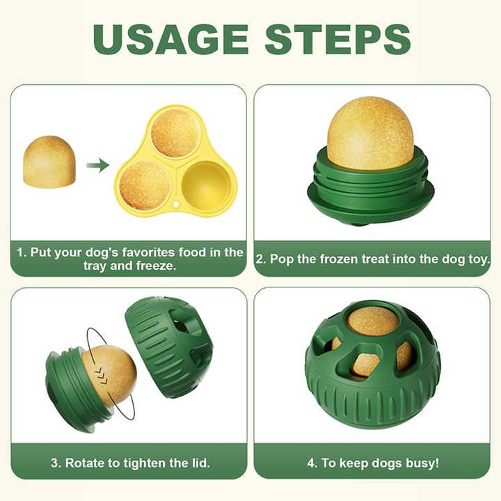 Green Ball and Black Mold Pet Treat Dispensing Ball and Molding Set - Silicone Dog Chew Toy for Teeth Cleaning and Boredom Relief - Image 4