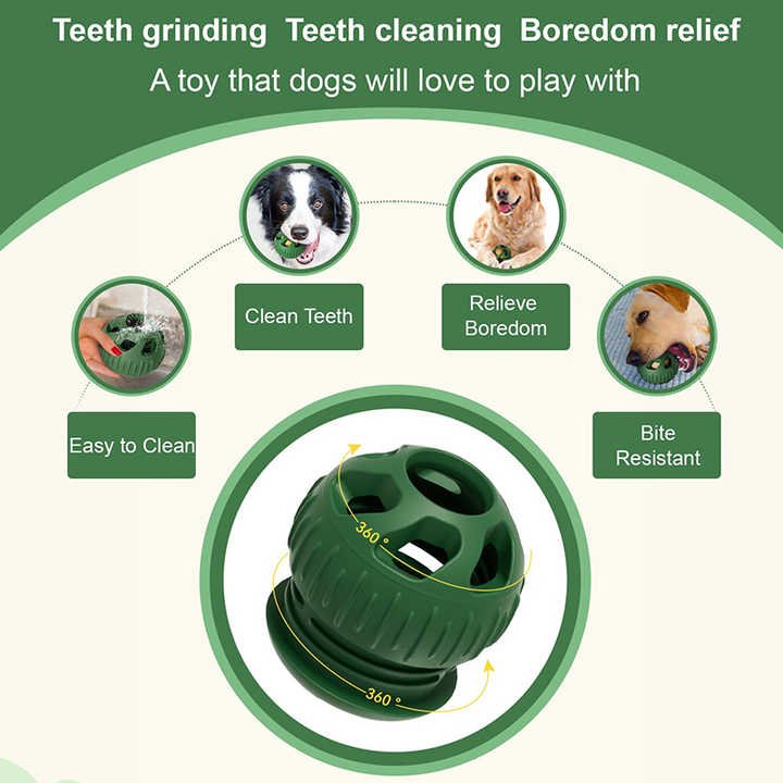 Green Ball and Black Mold Pet Treat Dispensing Ball and Molding Set - Silicone Dog Chew Toy for Teeth Cleaning and Boredom Relief - Image 5