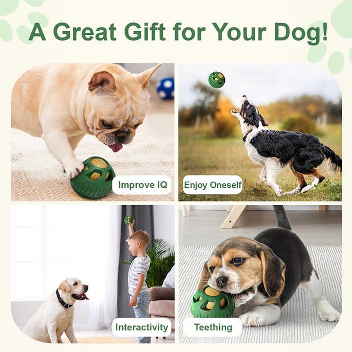 Green Ball and Black Mold Pet Treat Dispensing Ball and Molding Set - Silicone Dog Chew Toy for Teeth Cleaning and Boredom Relief - Image 9