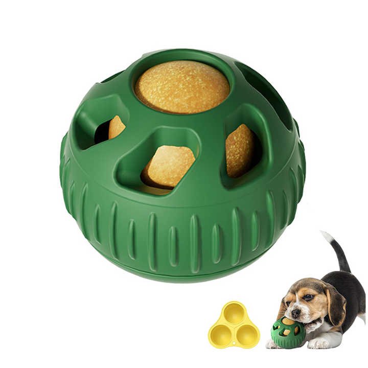 Yellow Ball and Black Mold Pet Treat Dispensing Ball and Molding Set - Silicone Dog Chew Toy for Teeth Cleaning and Boredom Relief - Image 2