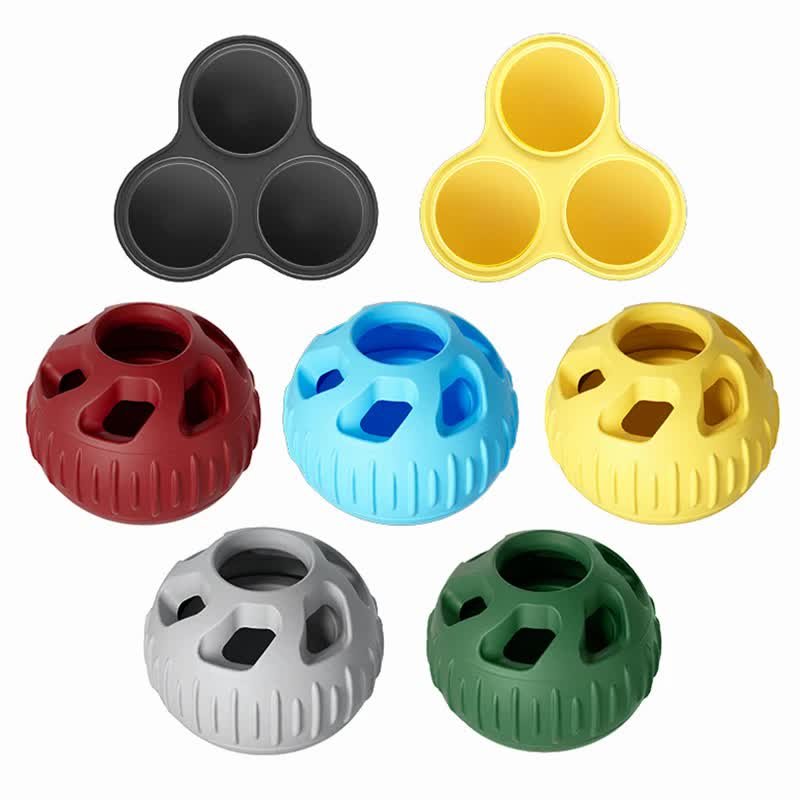 Yellow Ball and Black Mold Pet Treat Dispensing Ball and Molding Set - Silicone Dog Chew Toy for Teeth Cleaning and Boredom Relief - Image 3