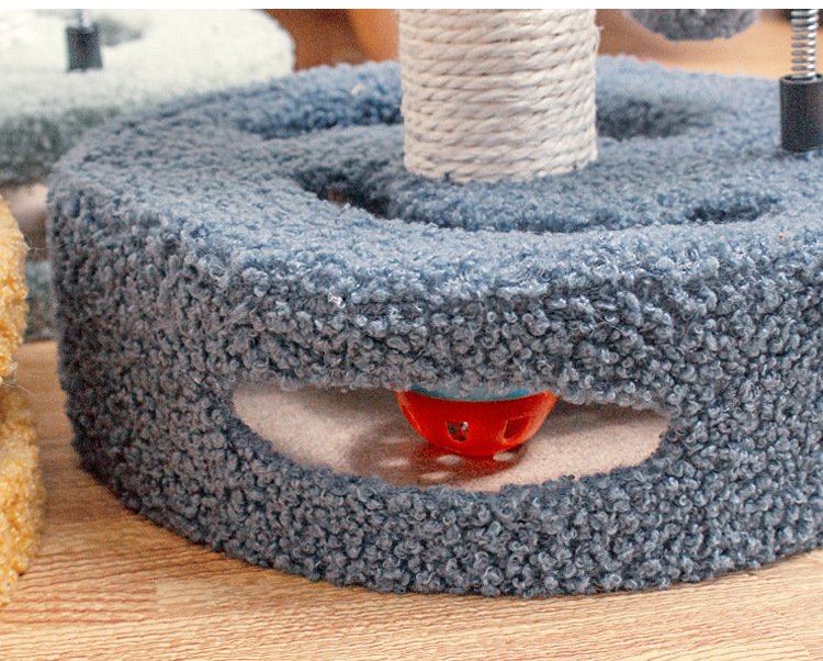 Blue And Grey Sunflower Cat Scratching Post - 35cm Sisal Cat Tree with Plush Toys for Small Cats - Image 6