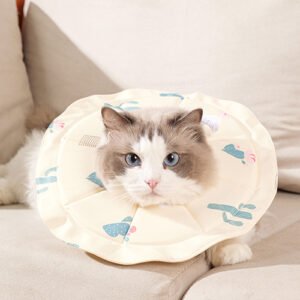 2 Pcs Size S Beige Comfortable Pet Recovery Collar | Waterproof Anti-Lick Collar for Cats & Dogs