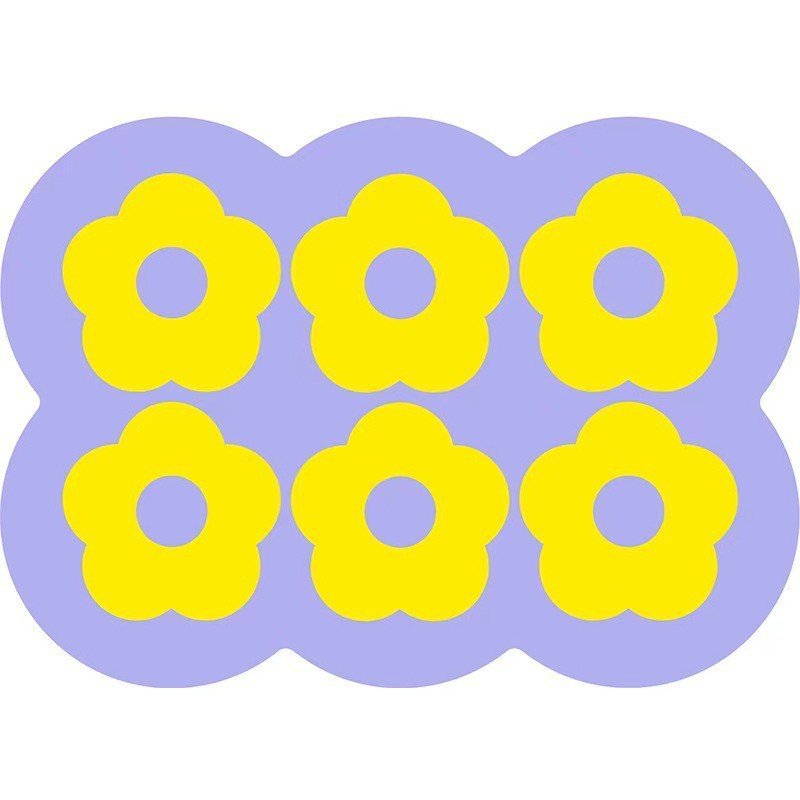 Style 9 Purple And Yellow Flowers Pattern Absorbent Diatomaceous Earth Pet Feeding Mat - Non-Slip & Quick Dry Placemat (50x80cm)
