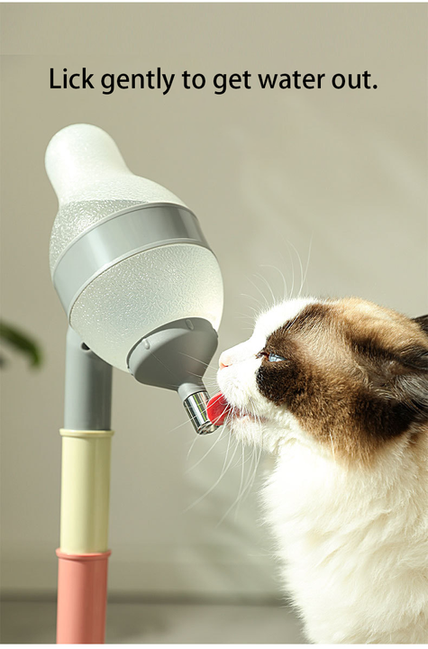 Beige Base Adjustable Height Pet Water Dispenser with Food Bowl Base - Non-Drip Bottle Feeder Station for Dogs & Cats - Image 3