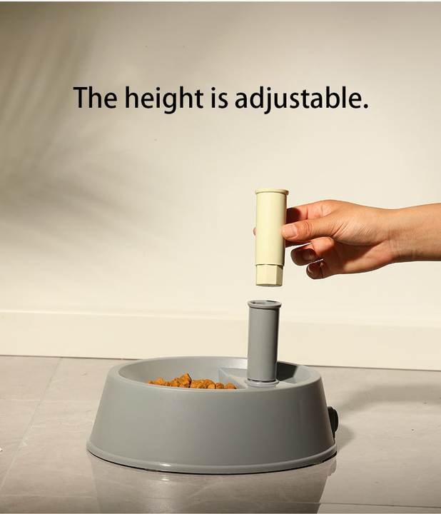 Beige Base Adjustable Height Pet Water Dispenser with Food Bowl Base - Non-Drip Bottle Feeder Station for Dogs & Cats - Image 5