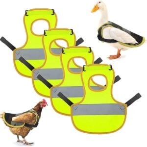 4 Pcs Fluorescent Green High Visibility Chicken & Duck Safety Vest - Reflective Poultry Jacket