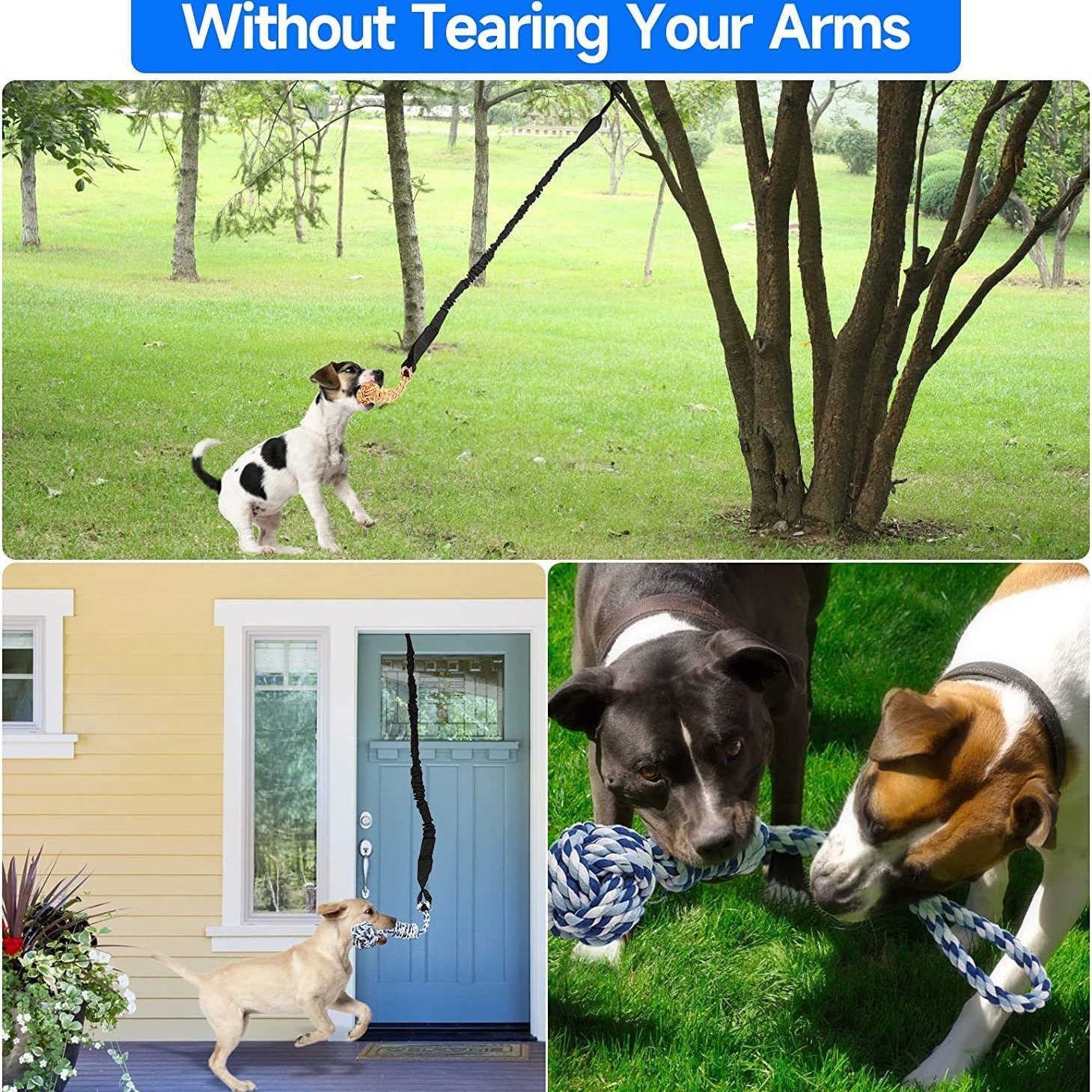 Black And Colored Cotton Balls Interactive Bungee Dog Tug Toy - Hanging Rope Ball for Solo Play & Exercise - Image 4