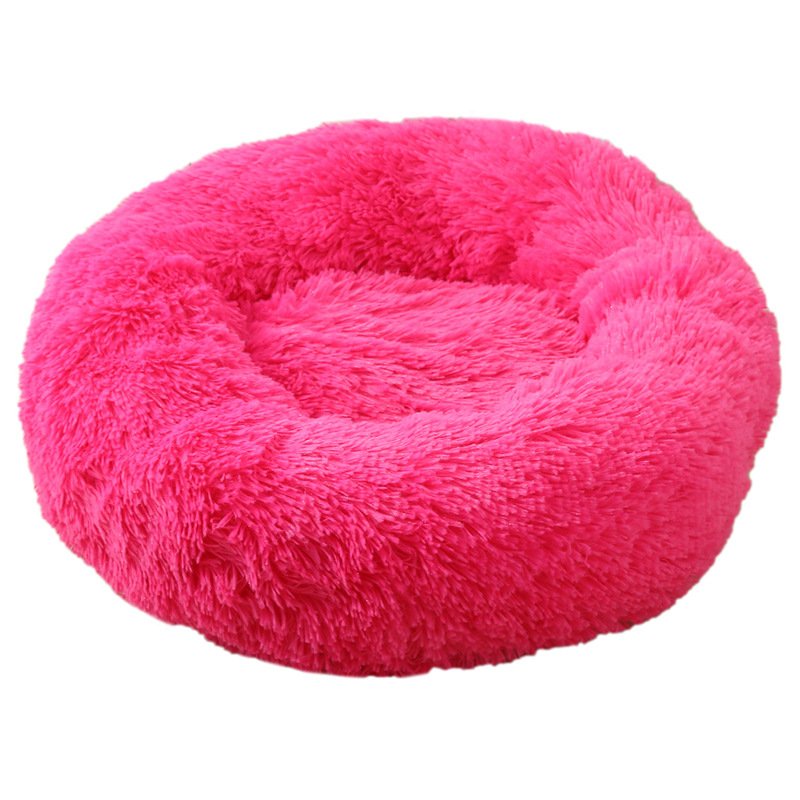Rose Red 50cm Cozy Round Pet Bed - Plush Cat & Dog Bed with Non-Slip Base, Machine Washable