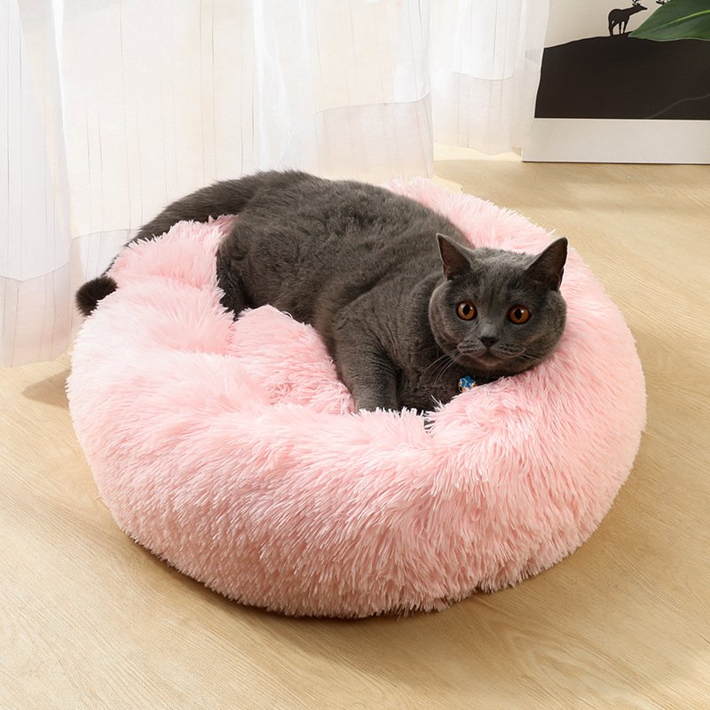 Rose Red 50cm Cozy Round Pet Bed - Plush Cat & Dog Bed with Non-Slip Base, Machine Washable - Image 2