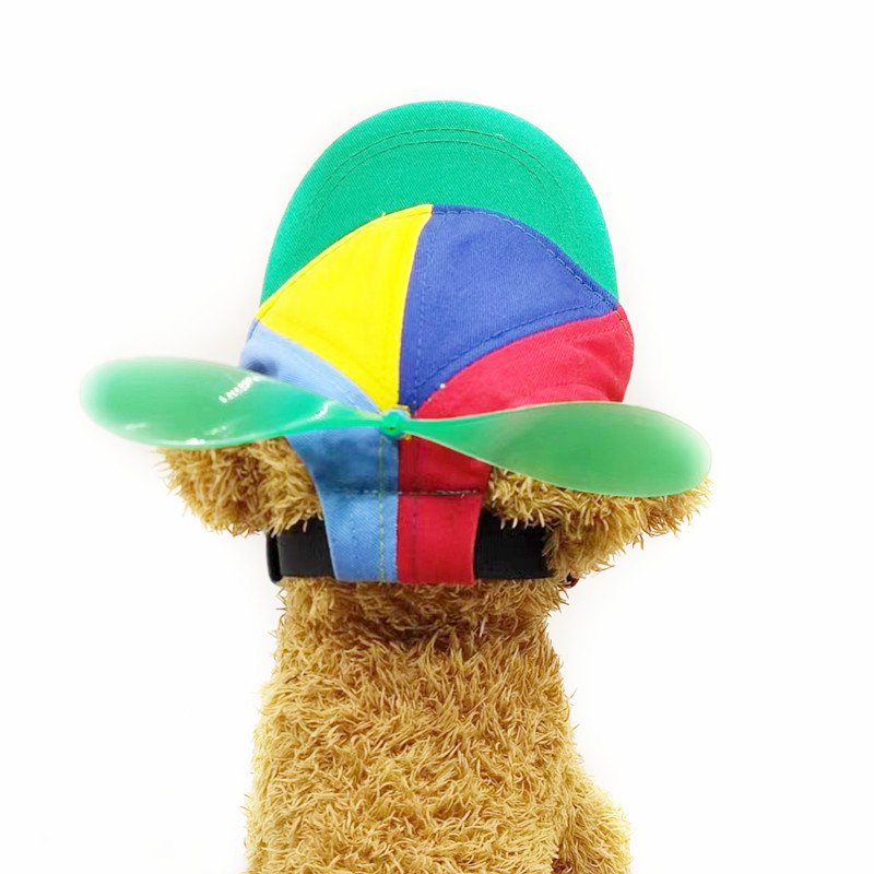 L Red Pet Baseball Cap with Spinning Propeller - Colorful Fun Design - See Details for Sizing - Image 3