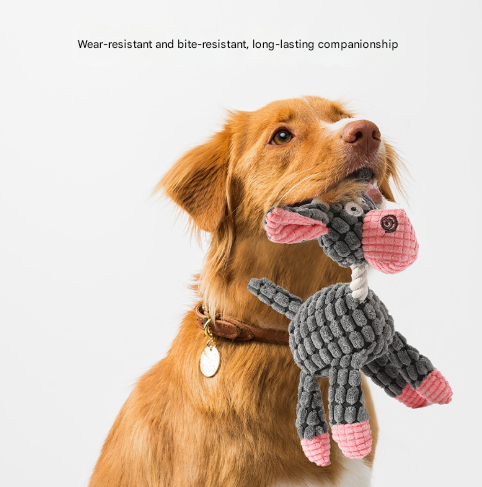 3pcs White Goofy Plush Donkey Squeaky Dog Toy - Large Interactive Chew & Cuddle Buddy - Image 2