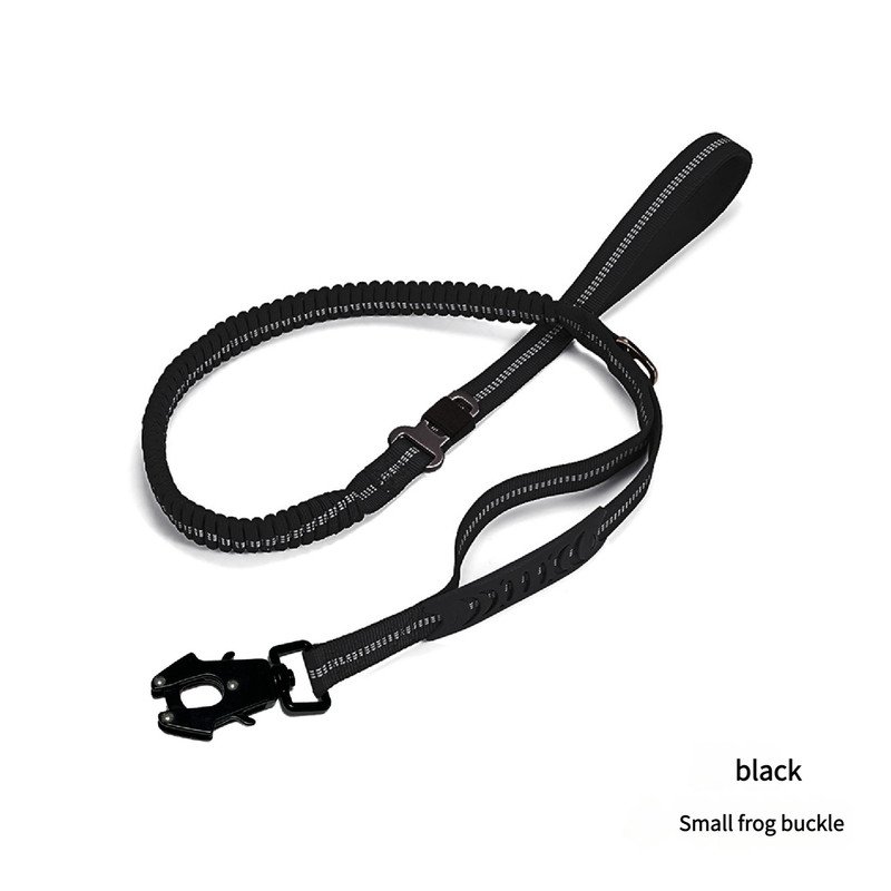 Black Shock Absorbing Dog Leash with Reflective Stitching - 135cm for Small to Large Dogs