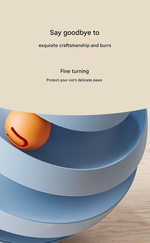 Pearl White Interactive Cat Scratching Ball Toy - Multi-layer Track with Rolling Ball - Image 4