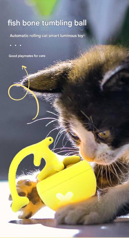 Rechargeable Interactive Cat Toy - Self-Rolling Ball with LED Light,Standard Edition Blue - Image 2