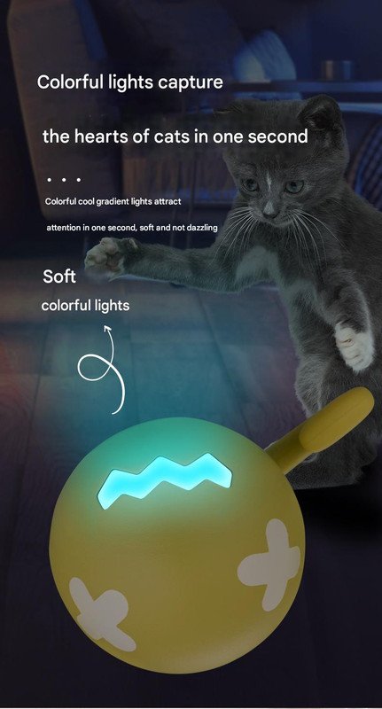 Rechargeable Interactive Cat Toy - Self-Rolling Ball with LED Light,Standard Edition Blue - Image 6
