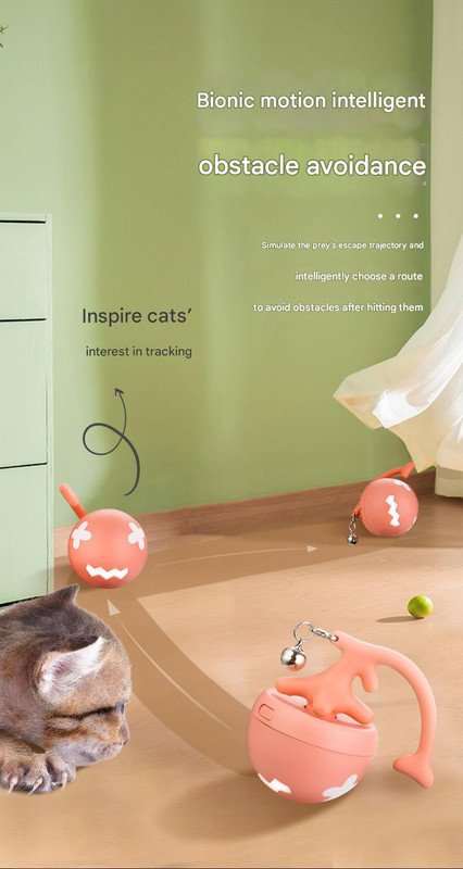 Rechargeable Interactive Cat Toy - Self-Rolling Ball with LED Light,Standard Edition Blue - Image 5