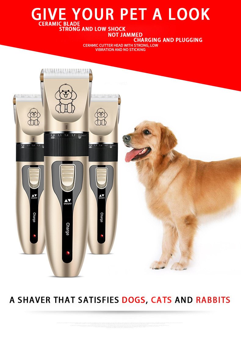 Professional Pet Grooming Hair Clipper Kit - Rechargeable, Low Noise, with Ceramic Blades & 5-Speed Adjustment(gold) - Image 4