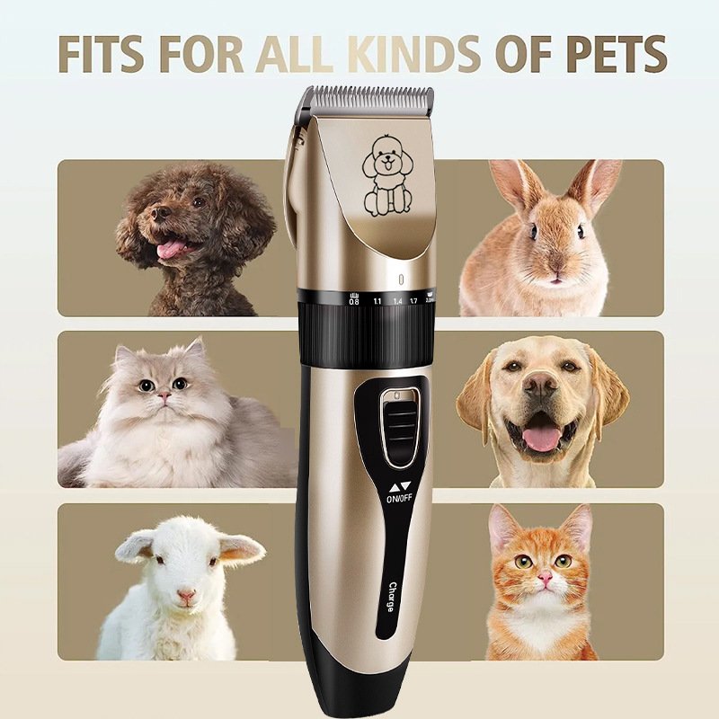 Professional Pet Grooming Hair Clipper Kit - Rechargeable, Low Noise, with Ceramic Blades & 5-Speed Adjustment(Gray) - Image 2