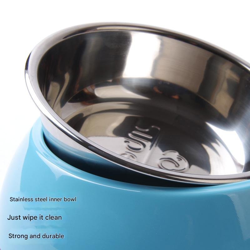 Elevated Pet Feeding Bowl with Stainless Steel Inner - Promotes Healthy Digestion & Reduces Neck Strain(Pink) - Image 2