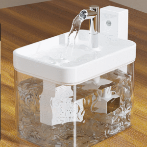 White Wireless Sensor Pet Water Fountain - 1.5L Automatic Filtered Dispenser