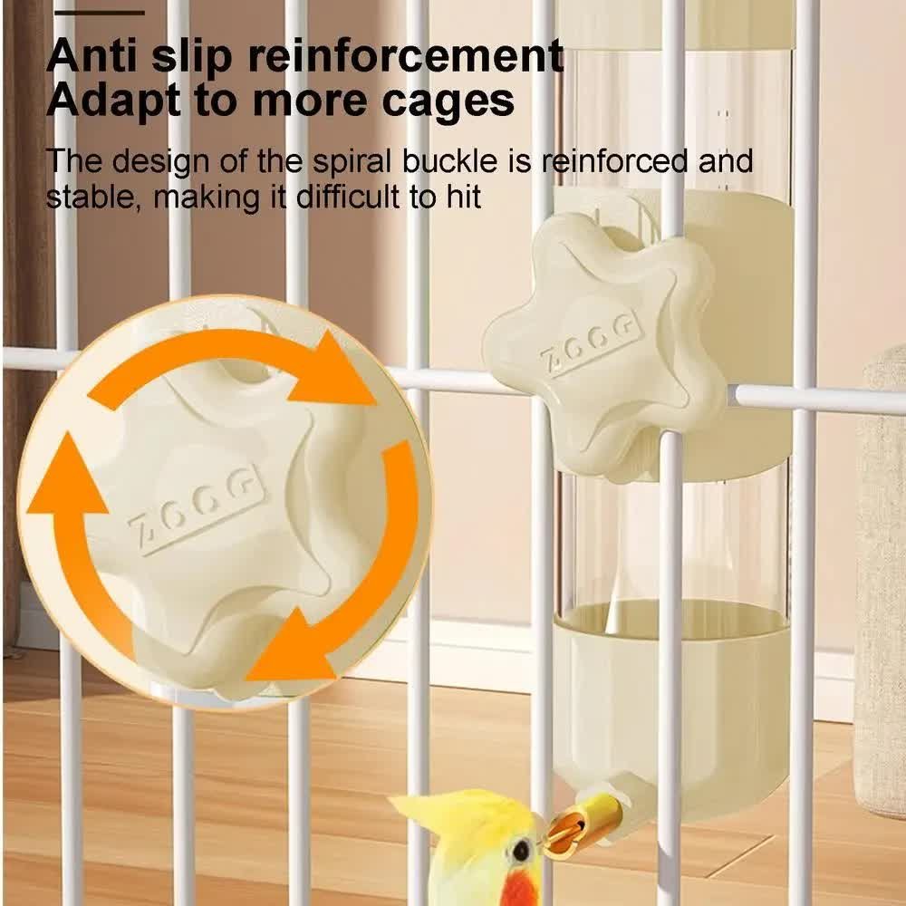 White Automatic Bird Water Feeder Bottle (200ml) - Leakproof No-Drip Dispenser for Parrots - Image 5