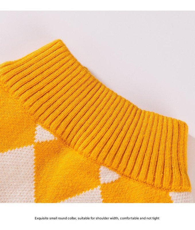 Classic Argyle Dog Sweater - Yellow & White Knit for Corgis & Medium Breeds (Size : M) - Image 5
