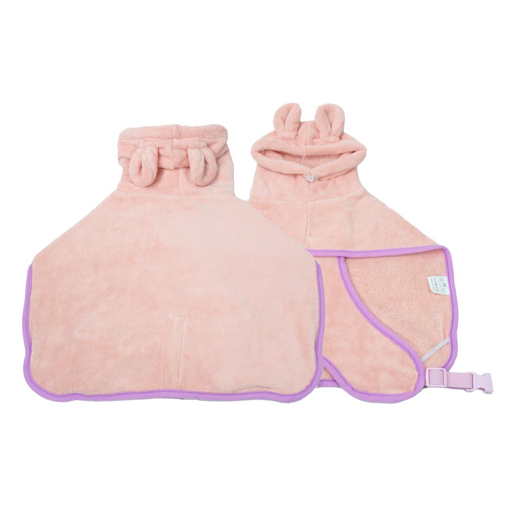Pink Hooded Dog Bathrobe - Super Absorbent, Adjustable Fit, Cozy Pet Towel (Size : XS) - Image 3