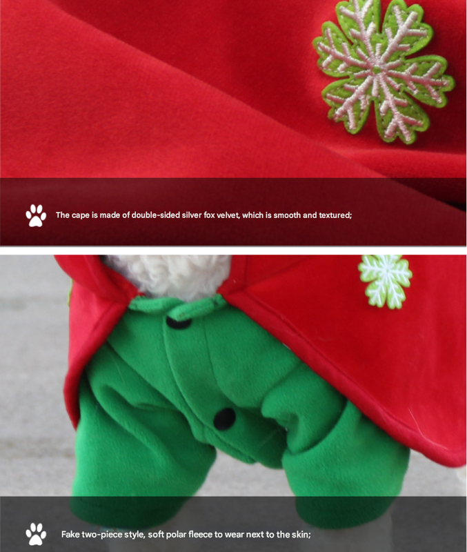 Christmas Dog Costume - Festive Hooded Cape & Green Jumpsuit Outfit (Size : XL) - Image 6