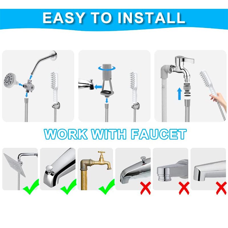 Handheld Pet Grooming Shower Sprayer - With Comb Teeth Hose & Adapters - Image 5