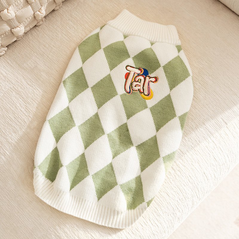 Classic Argyle Dog Sweater - Green & White Knit for Corgis & Medium Breeds (Size : M) - Image 3