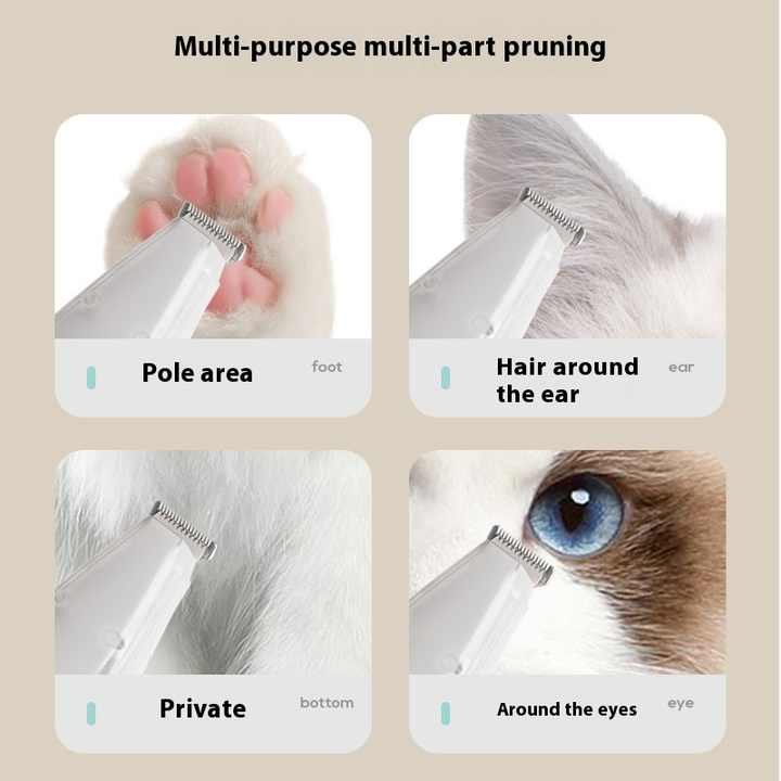 White Rechargeable Pet Grooming Clipper with Built-in Vacuum - Low Noise Hair Trimmer for Dogs & Cats - Image 3