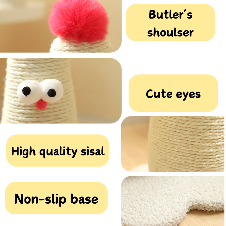 Yellow Adorable Chick Cat Scratching Post - Durable Sisal Rope Scratcher Toy for Cats & Kittens - Image 5