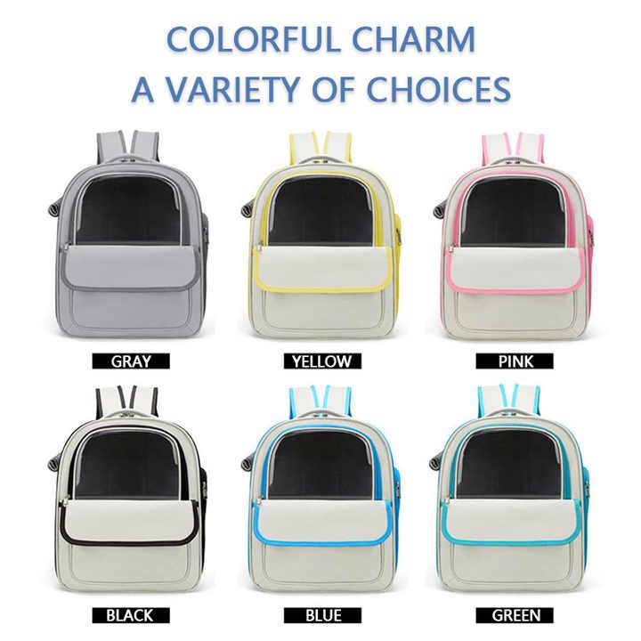 Beige And Black Spacious Pet Carrier Backpack with Clear Window - Comfortable Travel Bag for Cats & Small Dogs - Image 2