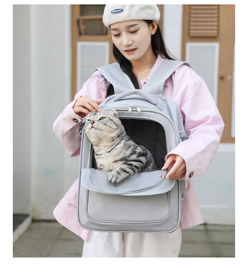 Beige And Black Spacious Pet Carrier Backpack with Clear Window - Comfortable Travel Bag for Cats & Small Dogs - Image 10