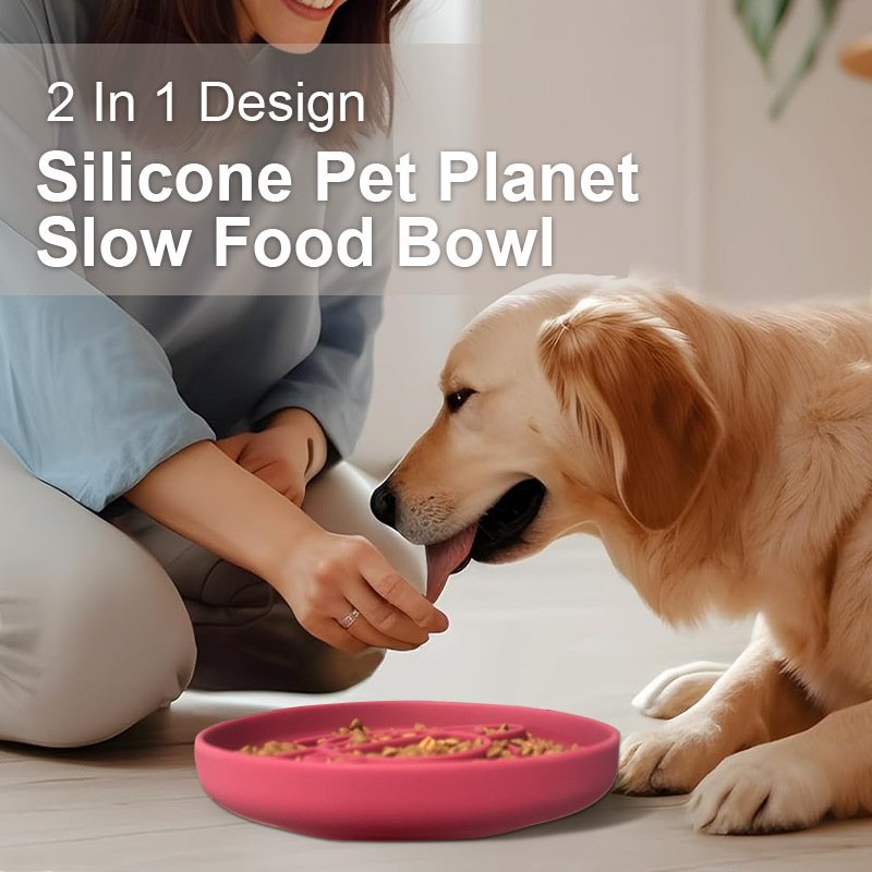 Green Silicone Planet Slow Feeder Dog Bowl - 2-in-1 Anti-Choke Lick Mat for Healthy Eating & Fun - Image 6