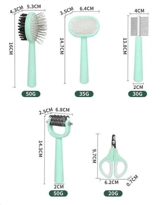 Pink And Blue Complete 5-in-1 Pet Grooming Care Kit - Professional Deshedding Brushes, Combs & Nail Clippers Set for Dogs & Cats - Image 3