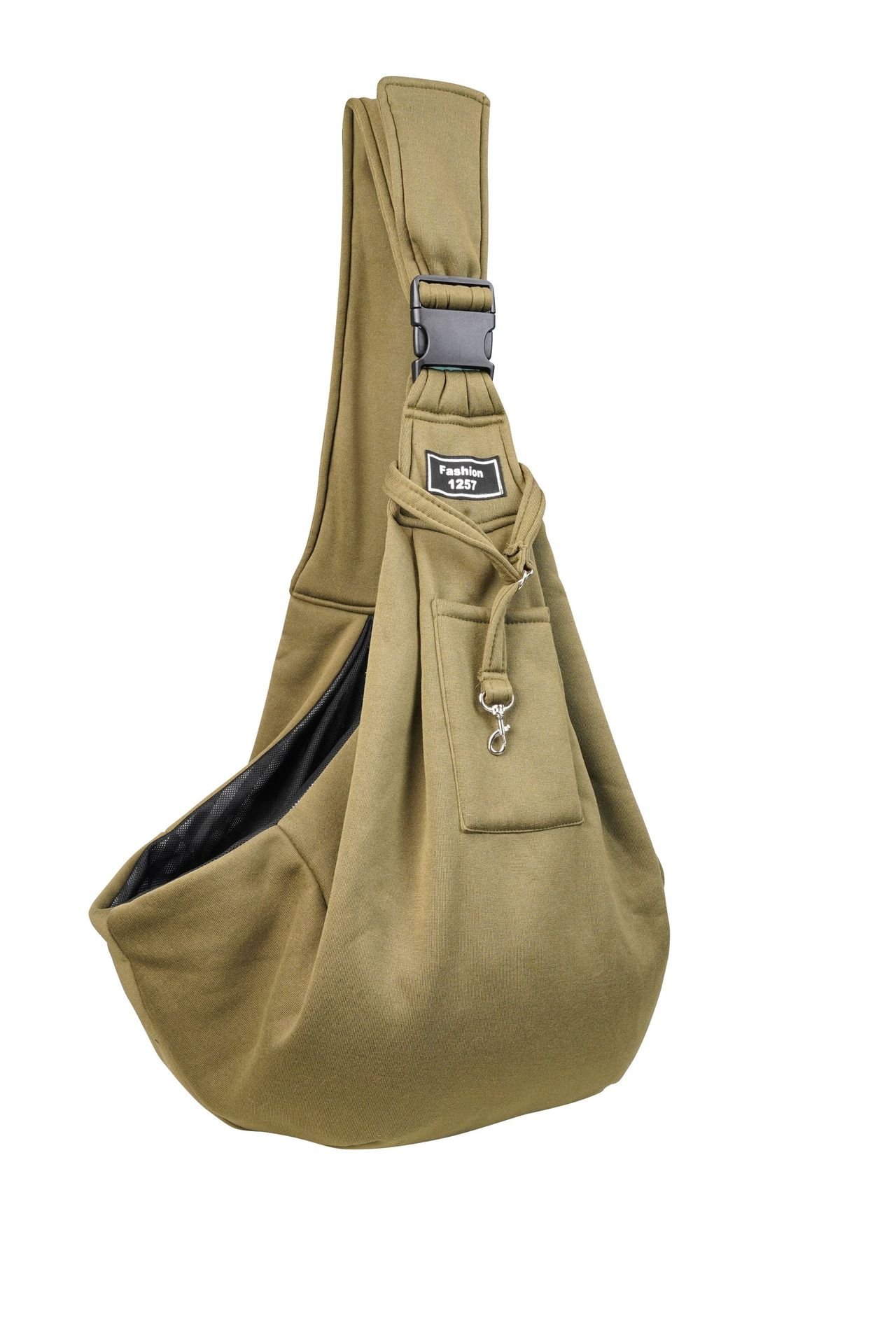 Red Breathable Pet Sling Carrier for Small Dogs & Cats - Adjustable Hands-Free Travel Pouch with Safety Leash & Pocket - Image 3