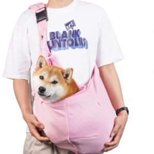 Pink Breathable Pet Sling Carrier for Small Dogs & Cats - Adjustable Hands-Free Travel Pouch with Safety Leash & Pocket
