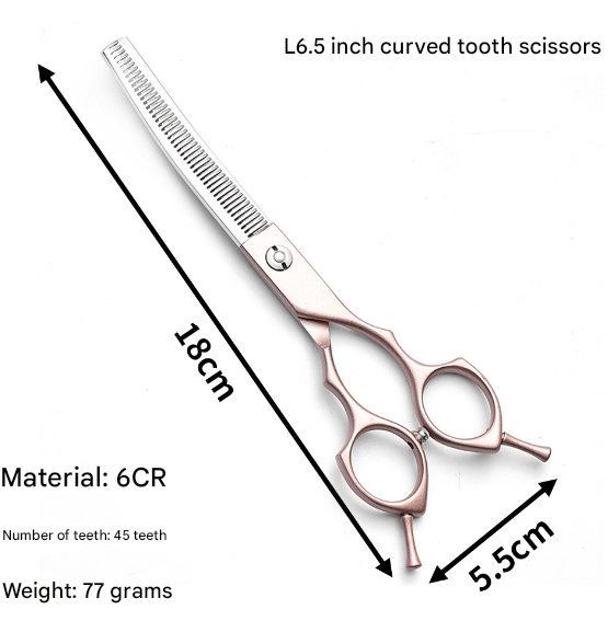 Rose Gold and Silver Professional 6.5 Inch Pet Grooming Thinning Shears - 45-Tooth Stainless Steel Texturizing Scissors for Dogs & Cats - Image 2