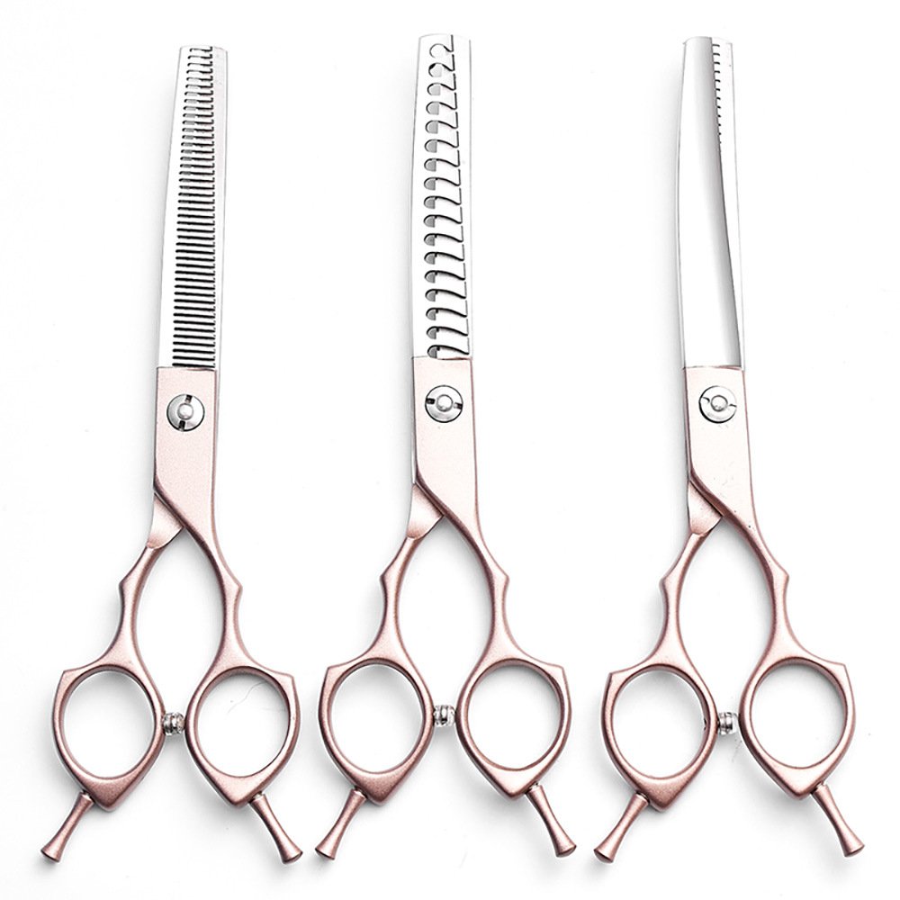 Rose Gold and Silver Professional 6.5 Inch Pet Grooming Thinning Shears - 45-Tooth Stainless Steel Texturizing Scissors for Dogs & Cats - Image 3