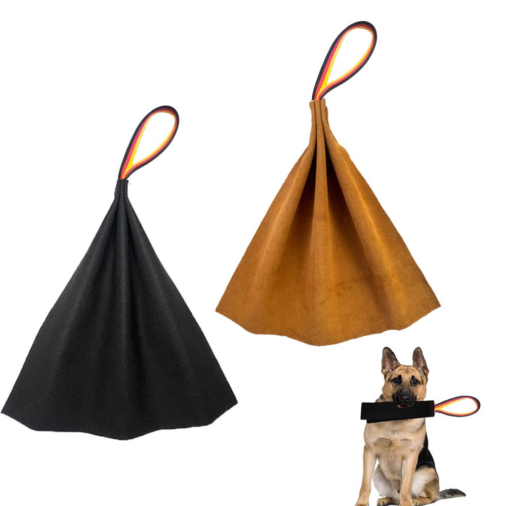 Brown Premium Full-Grain Leather Dog Training Tug - Interactive Bite Rag with Strong Loop Handle for Play & Drive Building - Image 2
