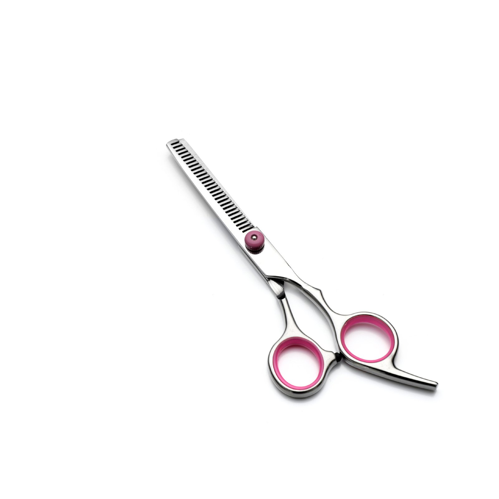 Pink and Silver Complete 5-Piece Pet Grooming Scissors Kit - Stainless Steel Straight, Curved & Thinning Shears with Comb & PU Case (6.0 Inch) - Image 5
