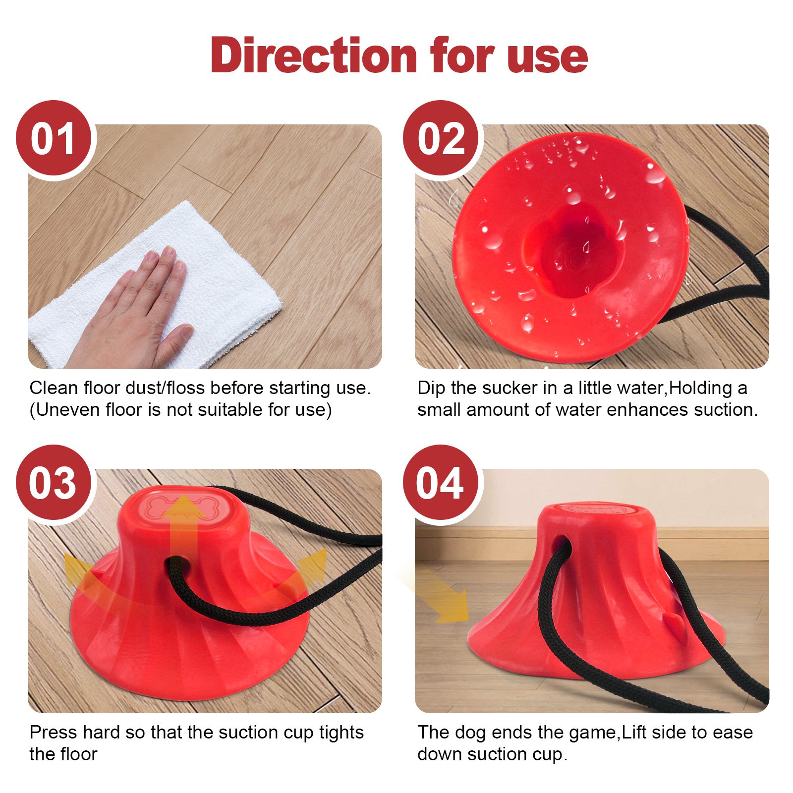 Red Interactive Dog Suction Cup Tug Toy - Durable TPR Chew & Treat Dispenser for Teeth Cleaning & Solo Play - Image 9