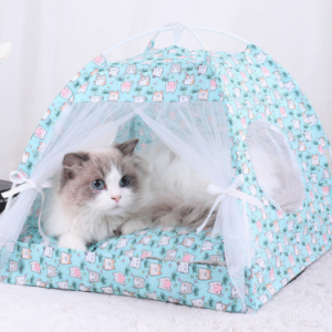 M 40*40CM 10 Catties Within The Pet Blue Cat Cooling Summer Pet Tent - Portable Foldable Breathable Outdoor Cat House Shelter