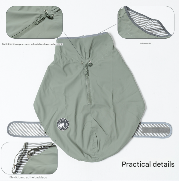 45# Grey Waterproof Reflective Dog Raincoat for Small to Large Dogs - Image 2
