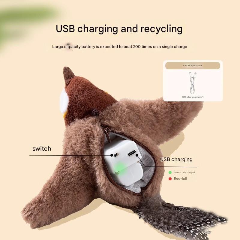 Interactive Flapping Wing Bird Toy for Cats & Dogs,Motion Activated with Sound(Bondi Blue Bird) - Image 3