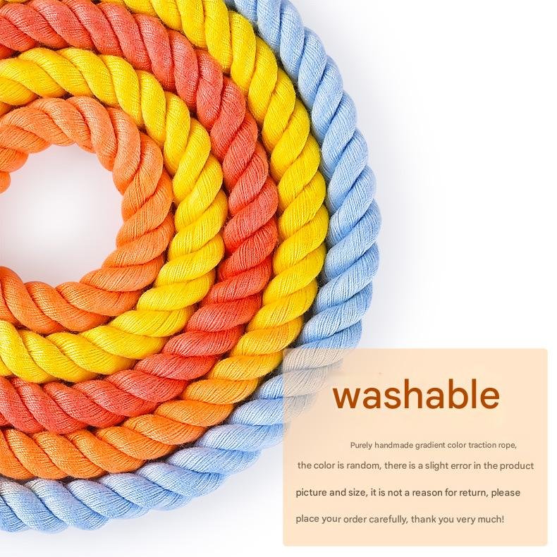 Handmade Gradient Rope Dog Collar & Leash Set - Colorful Braided Cotton (Navy blue - Size S) - Image 2