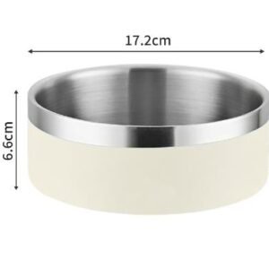 Beige and Silver Premium 304 Stainless Steel Pet Bowl (32oz) - Non-Slip, Anti-Tip Food & Water Dish for Dogs & Cats - Durable & Easy Clean