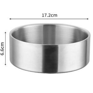 Silver Premium 304 Stainless Steel Pet Bowl (32oz) - Non-Slip, Anti-Tip Food & Water Dish for Dogs & Cats - Durable & Easy Clean